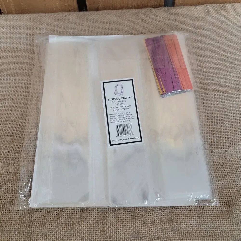 Purple Q Crafts 193 of Clear Cello Bags 2x10 Open Package